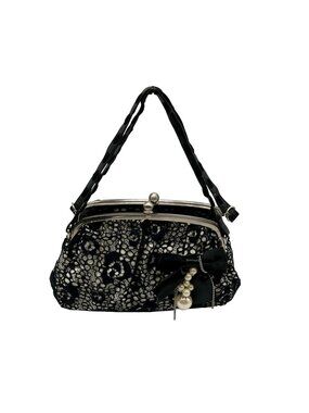 Nicole Lee Black & White Lace Kiss-Lock Clutch Purse
